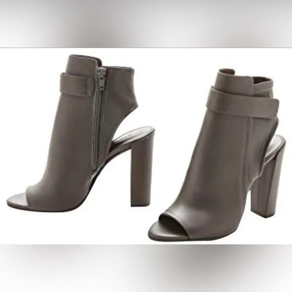 Vince Leather Ankle Boots Peep-Toes Gray Size 10M - Picture 14 of 14
